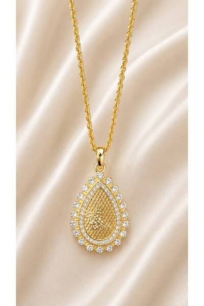 Vipfoni Gold Color Zircon Stone Plated Necklace with Allah Written -M6