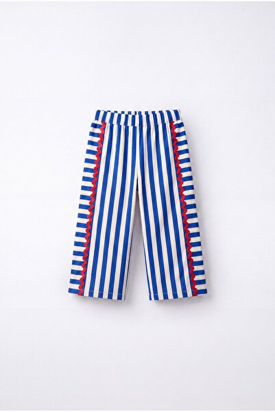 Magu Girl's Blue Striped Stripe Detailed Trousers