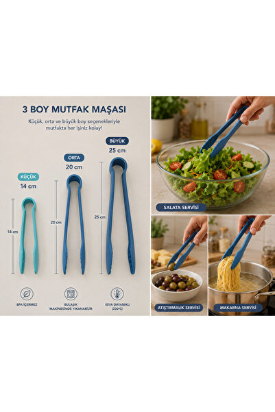 Sfmstore 3'lü Boy Seçenekli Mutfak Maşası