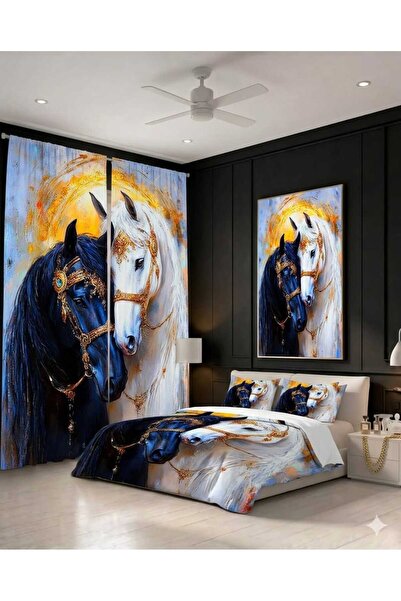 Elmas Dizayn 240*280 cm Double Wing 2 Pieces Background Curtain and 240*260 c...