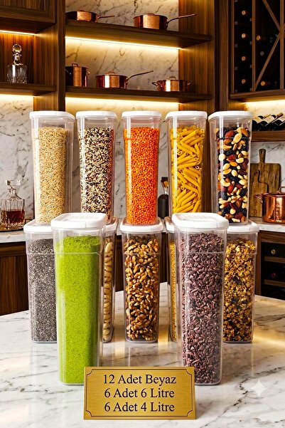 SWENCRAFT 12 قطعة من حاويات تخزين المواد الغذائية البيضاء (6 و4 لتر) صندوق تخ...