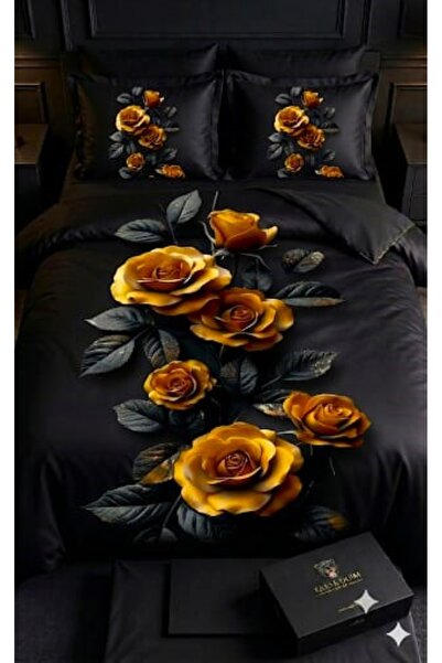 Elmas Dizayn Special King Size Double 4-Piece Satin & Cotton Luxury Duvet Cov...