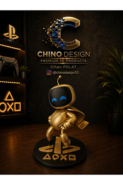 Genel Markalar Astrobot GOLD Figür Playstation / Standlı ve SARI Renk Özel 3D...
