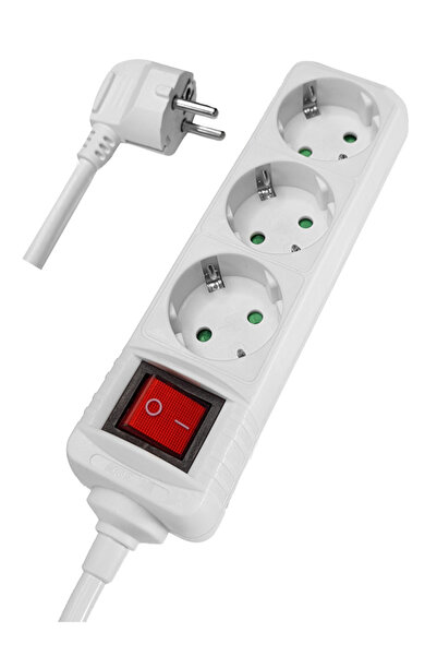 POWERTECH πολύπριζο PT-873, 3x schuko, 16A, 1.5m, λευκό