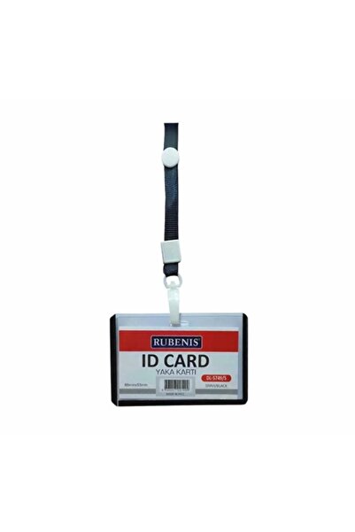 Rubenis Drawstring Id Badge Holder Black - 5 Pieces