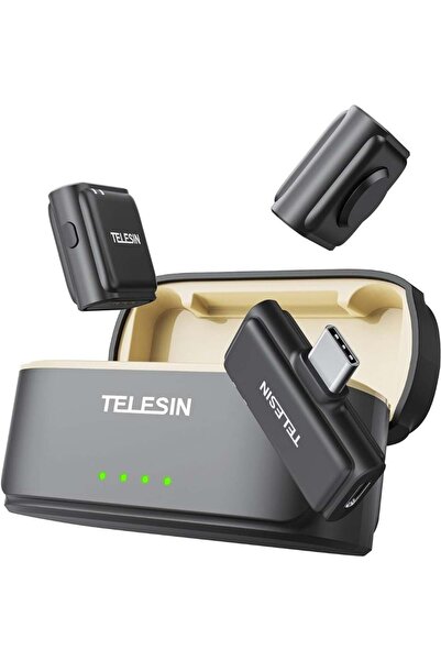 TELESIN Wireless Lavalier Microphone with Charging Case, One-Click Noise Redu...