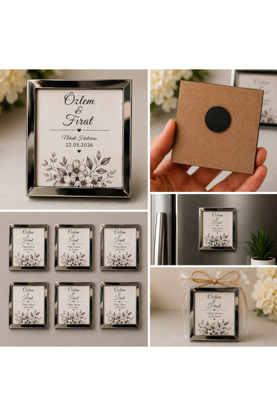 Sultan magnet hediyelik Kişiye Özel Nikah Hatırası Çerçeve Magnet 7,7x7,7 cm ...