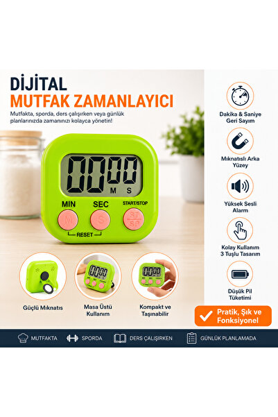 Miro Toys Dijital Ekranlı Alarmlı Mıknatıslı Ayaklı Mutfak Zamanlayıcı Fırın ...