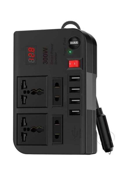 ELTRAZONE مقبس تمديد طاقة السيارة بقوة 300 واط - سبارك 3 مع منفذ USB 3.1A وحم...