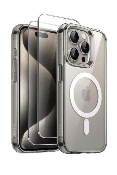 ELTRAZONE 3 in 1 Magnetic Case for iPhone 15 Pro Max 6.7-Inch with 2 Pack Tem...