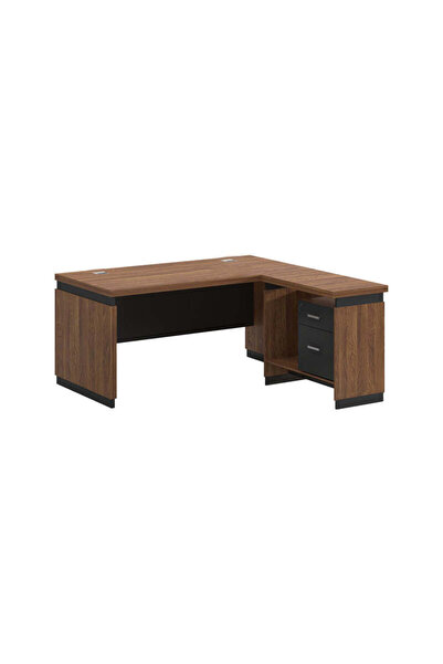 Adore Birou reversibil Oscar, nuc- gri, 160x80x76 cm - Nuc