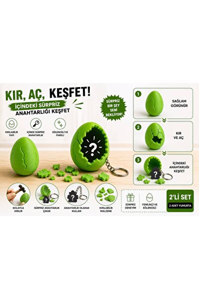 VELLORA DEKORASYON SÜPRİZ KIRILABİLİR YUMURTA ANAHTARLIK - 2'Lİ SET - 3D BASKI