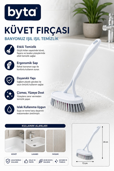 BYTA Bathtub Cleaning Brush Multi-Purpose Bathroom, Tile, and Shower Enclosur...
