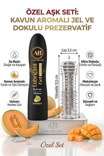 AuroraBoreale 125 ML Kavunlu Kayganlaştırıcı Jel Şeffaf Tırtıklı Prezervatif ...