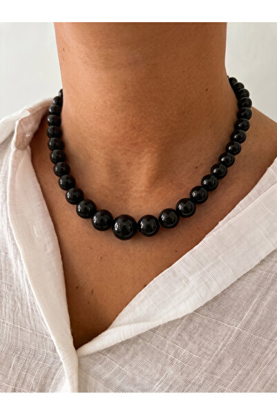 Esdem Accessories Siyah Renkli Tek Sıra Boncuk Kolye