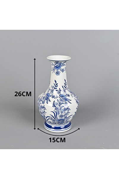 Generica Decorative Ceramic Vase 15X26 cm Blue and White - for Decoration and...