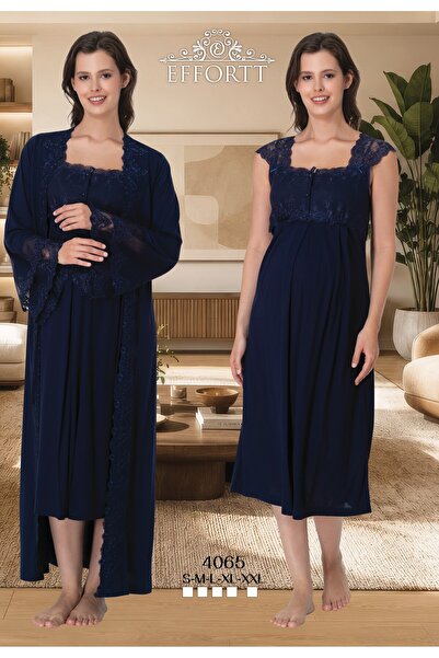 EM&FA TEKSTİL Maternity Nursing Nightgown Set with Special Features