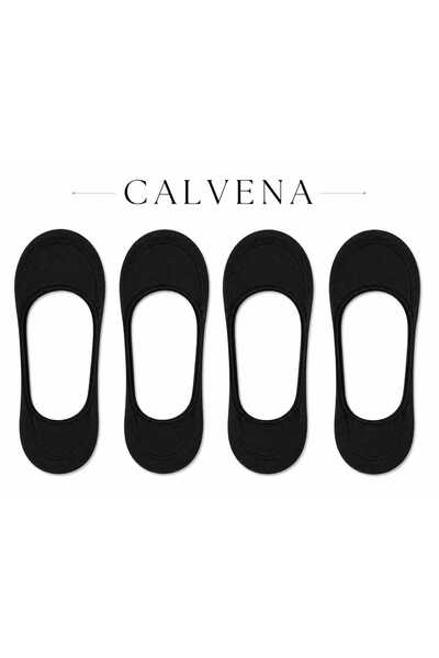 Calvena Women's 4 Pairs Black Color Ultra Thin Microfiber Invisible Socks