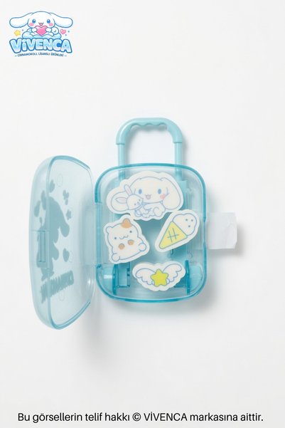 Cınnamoroll New Season Licensed 4-Piece Eraser Set with Vi̇venca Figure and Checked Suitcase