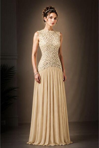 Mar style Luxury Pleated Skirt Embroidered Top Maxi Evening Dress