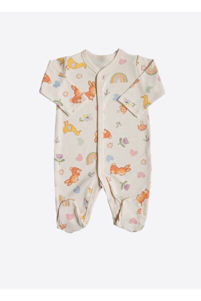 kitikate Organic Cute Bunny 3-Piece Booties Jumpsuit Pink