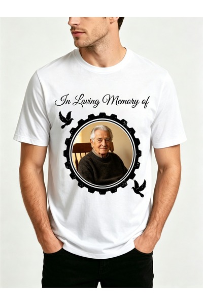 BASEPULSE Personalized Memorial T-Shirt Men - Photo Upload Suitable Late Fami...