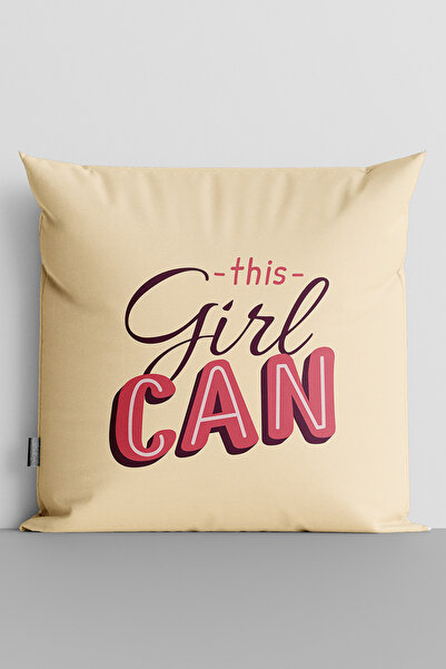 TicaretJet غطاء وسادة مطبوع رقميًا على الوجهين من This Girl Can - 3225