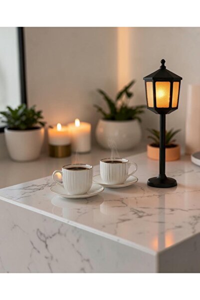 KUKO DESIGN LED Işıklı Mini Sokak Lambası - Masa Üstü Atmosfer Aydınlatması -...