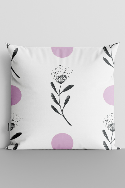 TicaretJet Black Floral Double-Sided Digital Printed Throw Pillow Cover - 2170