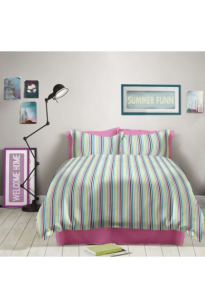 Dormisete Lenjerie pat Renforce bumbac 100% desen Simplicity v.1 Rosebloom pe...