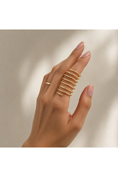 nerora Spiral Wire Ring Plain Without Stone Gold (Size Can Be Stretched)