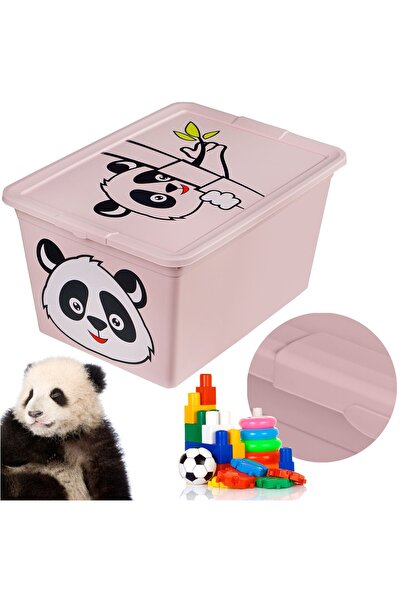 EDANTI Cutie de jucării din plastic cu capac, 15 L, cu închidere, pentru came...