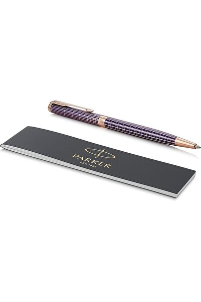 Parker Sonnet Slim Ballpoint Pen, Prestige Purple Matrix Rose Gold Trim, Medi...