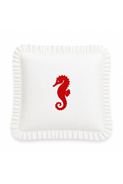 BELENAY Husă decorativă pentru pernă cu volane și broderie cu căluți de mare,...