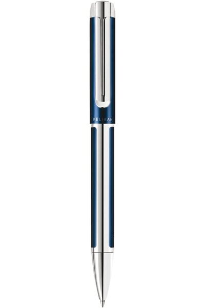 Pelikan Pura Series K40 Ballpoint Pen Silver and Blue with Twist Mechanism | ...