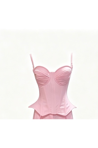 Atelier Carmen Babes Корсет с V-образно деколте и тънки ленени презрамки