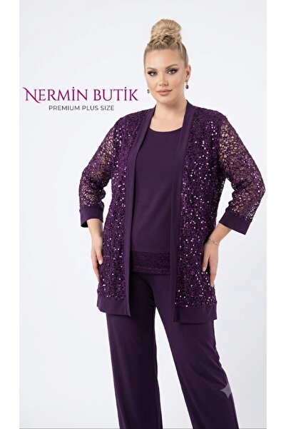BUIKA Büyük beden 3 lü takım abiye