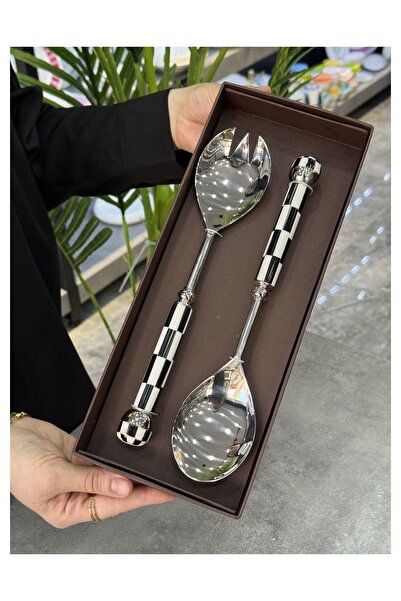 Mikasa Moor Silver Black and White Salad Serving Set P327.126701