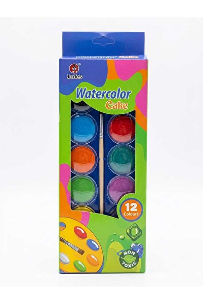 JADES Watercolor Cake Set — 12 Colours with Brush
