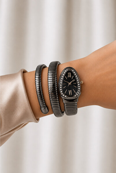 laria jewelry Black Vip Snake Watch, Serpent Model, Wrapped Around Women's Wr...