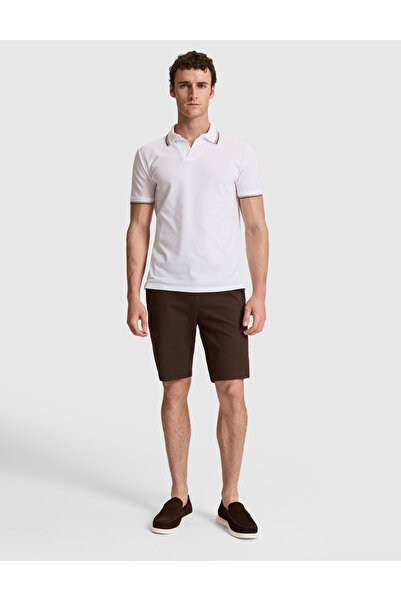 Pierre Cardin Dark Brown Slim Fit Woven Shorts 50327884-Vr084
