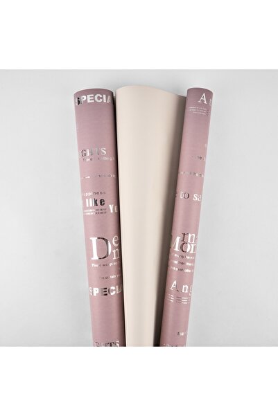 OEM Celofan pentru Flori Bej Pudra cu Inscripții 60x60 cm