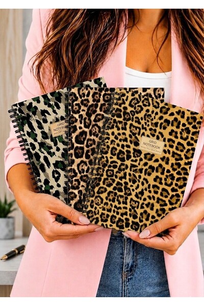 Happy Notes A5 Spiral Cardboard Cover Set of 3 Checkered School Notebooks 80 ...