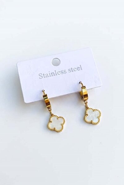 NO BRAND ✨   Vc Yonca Earrings White |   Elegant Clover Figured Earrings ✨