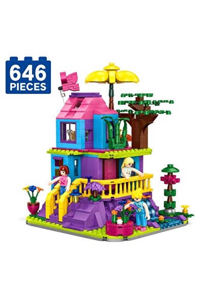 Minibric Set de Constructie cu Piese Tip Blocuri Construit 646 Piese Cotage o...
