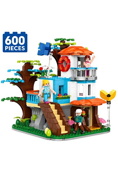 Minibric Set de Constructie cu Piese Tip Blocuri Construit 600 Piese Treehous...