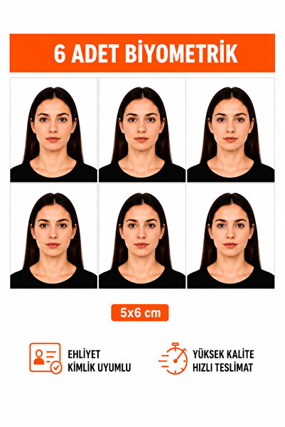 BM Foto 6 Adet Biyometrik Fotoğraf Baskısı – Ehliyet ve Kimlik İçin Uygun