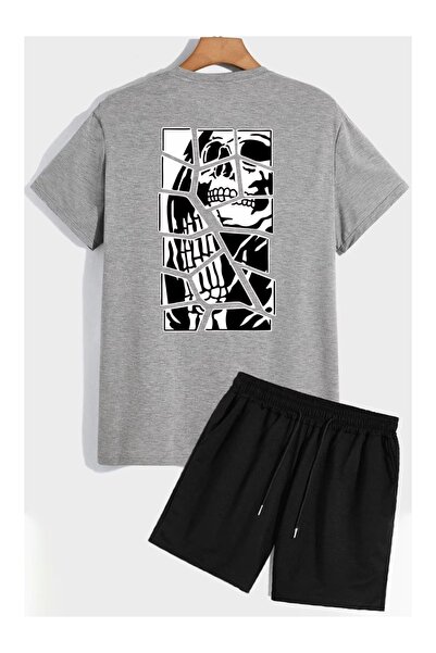 Joetsu Set unisex oversize cu pantaloni scurți și tricou cu mânecă scurtă, cr...