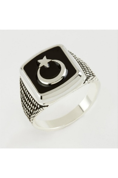 ZERO LAND Spt-Gld Moon Star Metal Men's Ring (231052) - Silver Color