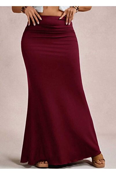 LİMMODA Plus Size Maxi Length Lycra Skirt